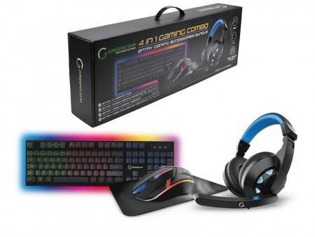 Greencom 4-in-1 Entry Gaming Bundle - Entry V1 Gaming Mus, MM100 Musematte, VS90 Headset, VS55 RGB Tastatur